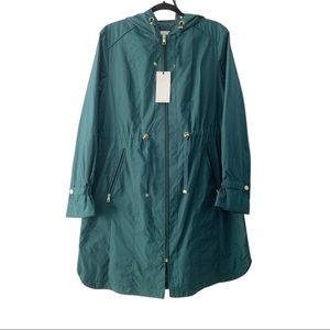 Cole Haan Pine Green Hooded Raincoat Size L